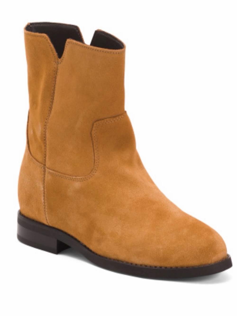 Cognac Suede Leather Booties